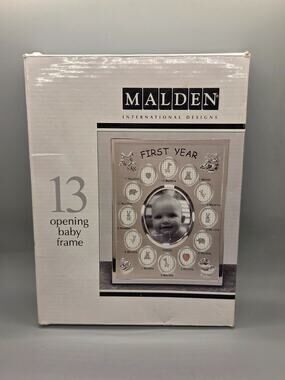 Baby's First Year Silvertone Picture Frame Malden International Design NIB